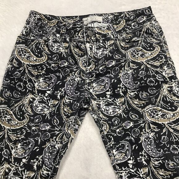 FREE PEOPLE Bell Bottom Jean Women 28(30x34) Black Paisley Micro Corduroy Flare - Picture 3 of 13